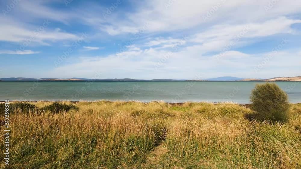 view of the landscape and coastlin in Dunalley Bay beach in Tasmania view of the landscape and coastlin in Dunalley Bay beach in Tasmania