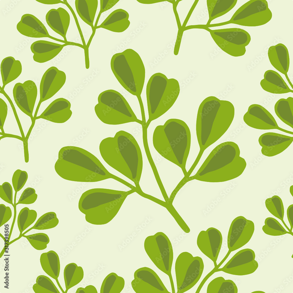 Obraz premium Fresh Natural Plant Greenery Seamless Pattern