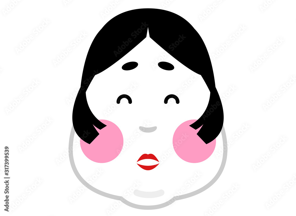 イラスト 節分 福 福は内 おたふく おかめ お面 表情 幸せ 幸福 縁起 豆まき ベクター有 Stock Vector Adobe Stock