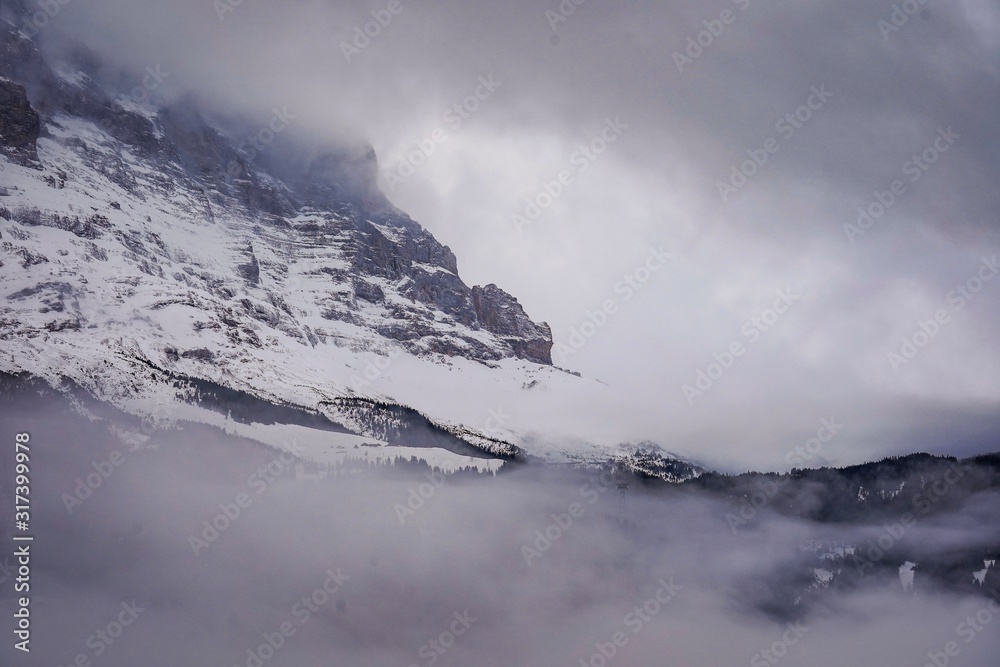 scenic mountain view of Grindelwald, switzerland in winter