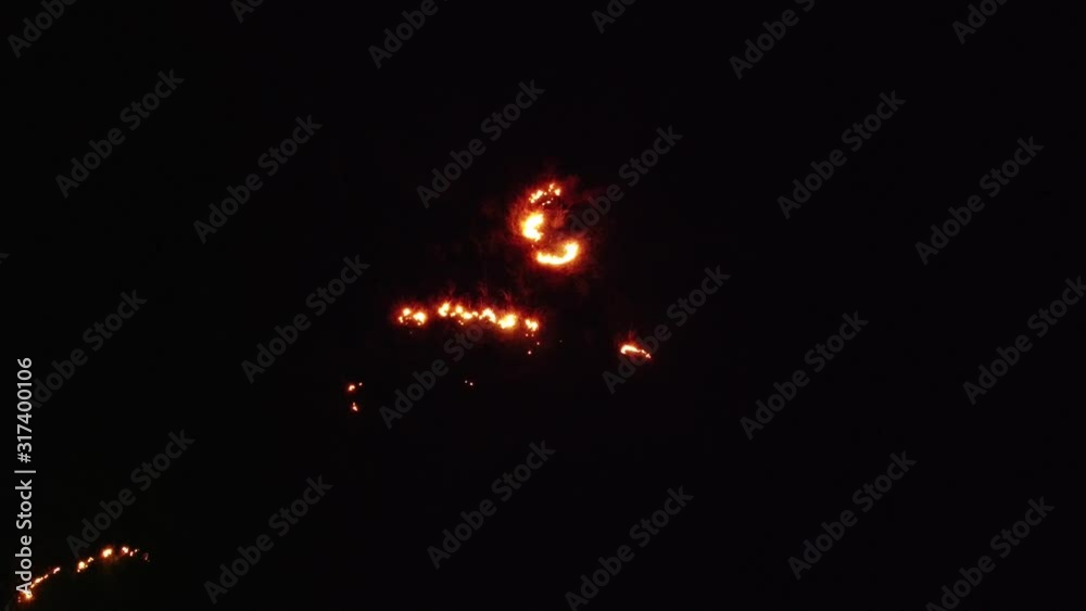Forest fires at night, taken from drones. Forest fires at night, taken from drones.