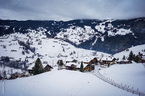 scenic mountain view of Grindelwald, switzerland in winter