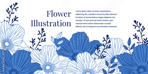 Blue and White Flower Illustration