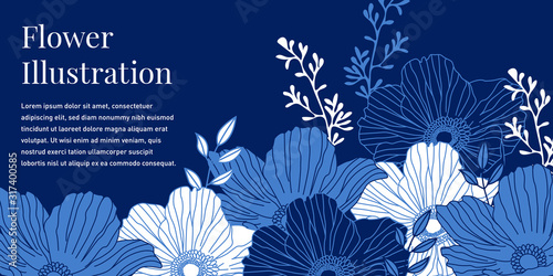 Blue and White Flower Illustration