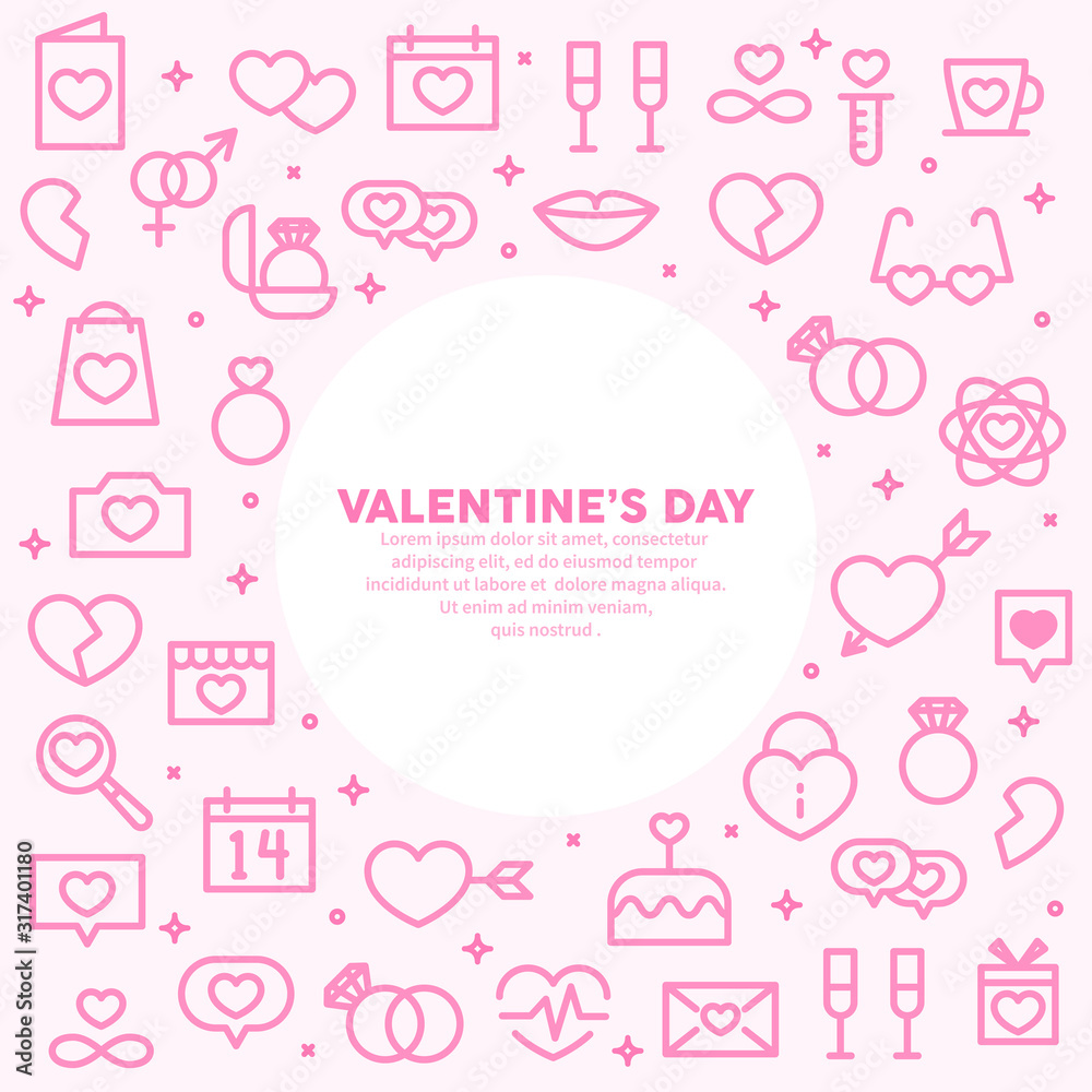 Valentines day vector background. Line icons, symbols of love. Banner for web.. Valentines day vector background. Line icons, symbols of love. Banner for web..