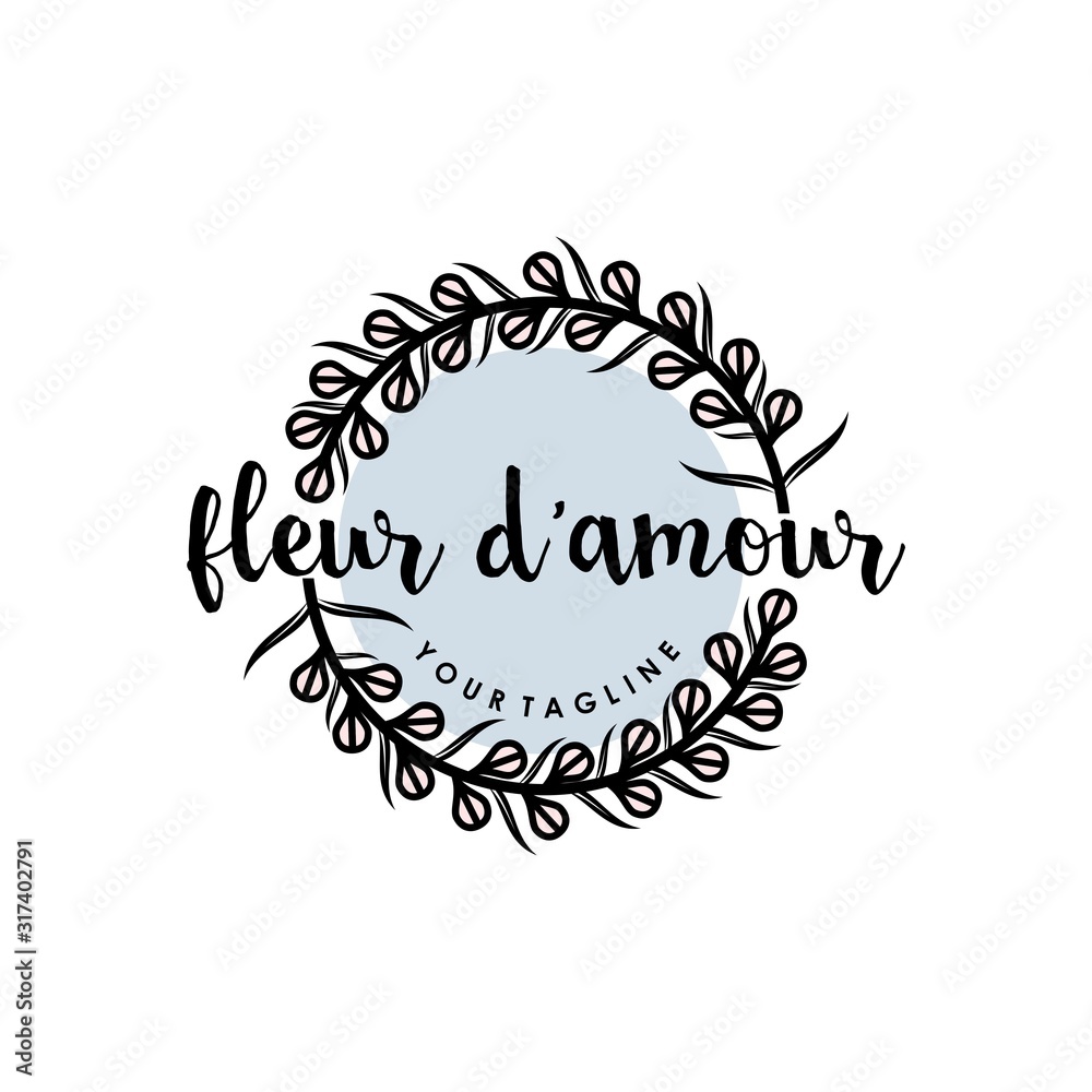 fleur d'amour circle flowers feminine logo design
