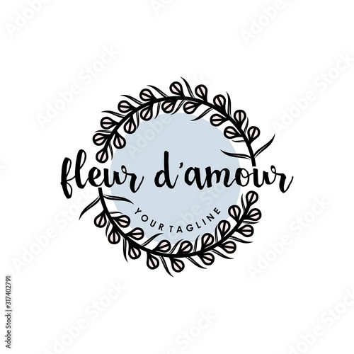 fleur d'amour circle flowers feminine logo design