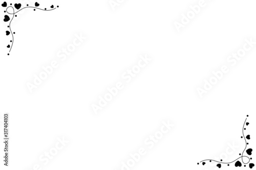Vector - Lovely border with mini black hearts on white background. Simple style. Can be use for any card, web, label, banner or brochure. Copy space for any text design. Valentine's day.