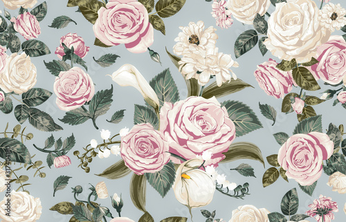 Wallpaper Mural Seamless dainty floral pattern. Torontodigital.ca