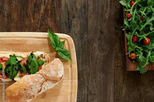 crispbread with cheese and basil