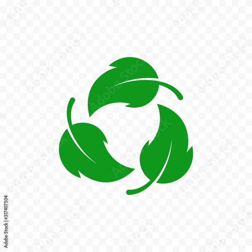 Eco green leaves label. Biodegradable icon. Recycle ecology vector illustration. Reusable leaf symbol. Degradable sign