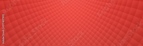 Wide Futuristic Geometric Background in Living Coral Color (3D Illustration)