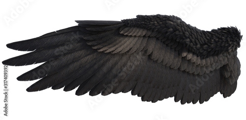 3D Rendered Fantasy Angel Wings on White Background - 3D Illustration