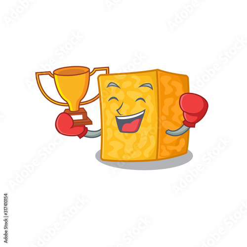 fantastic Boxing winner of colby jack cheese in mascot cartoon style
