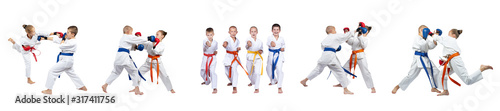 Blows hands are training the children in karategi collage