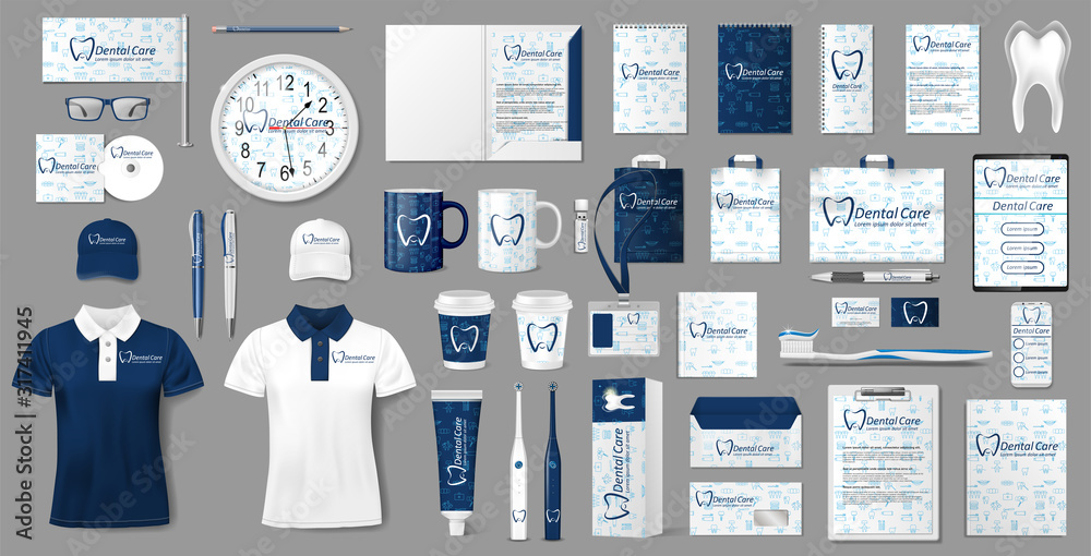 Stationery mockup for Dental Clinic. Corporate Stomatology dentist