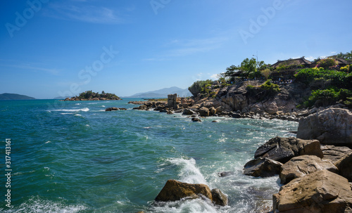 Cape Hon Chong in Nha Trang in Vietnam. Clear Sunny day January 10, 2020 photo