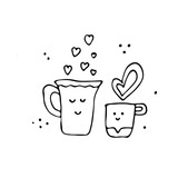Big and little cup cute hand drawn vector illustration.