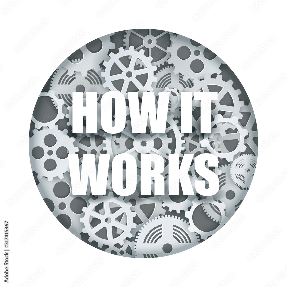 How Works Vetor de How it works, clock mechanism vector paper cut illustration do ...