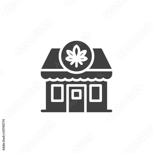 Cannabis store vector icon. filled flat sign for mobile concept and web design. Marijuana shop glyph icon. Symbol, logo illustration. Vector graphics