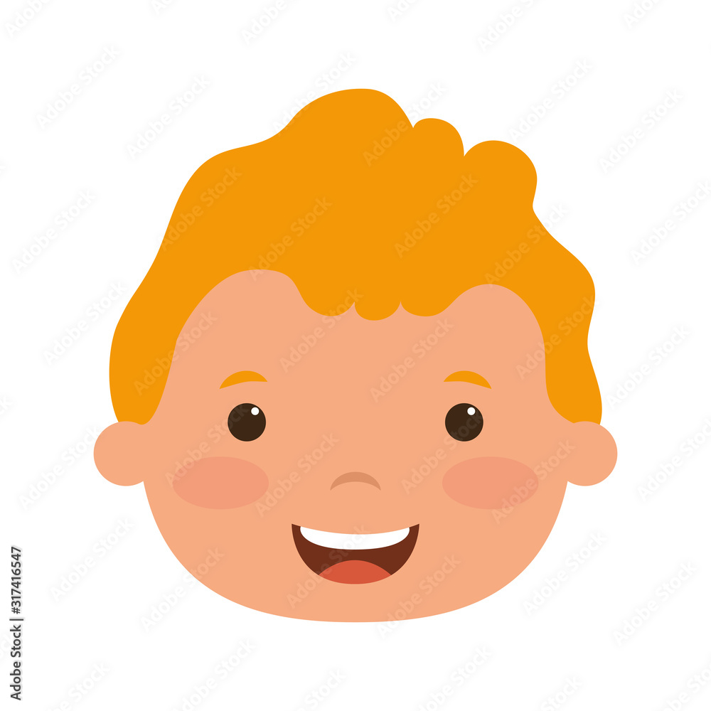 cute little blond boy head comic character cute little blond boy head comic character