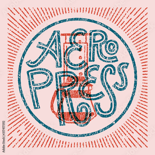 Aeropress. Vintage style print.