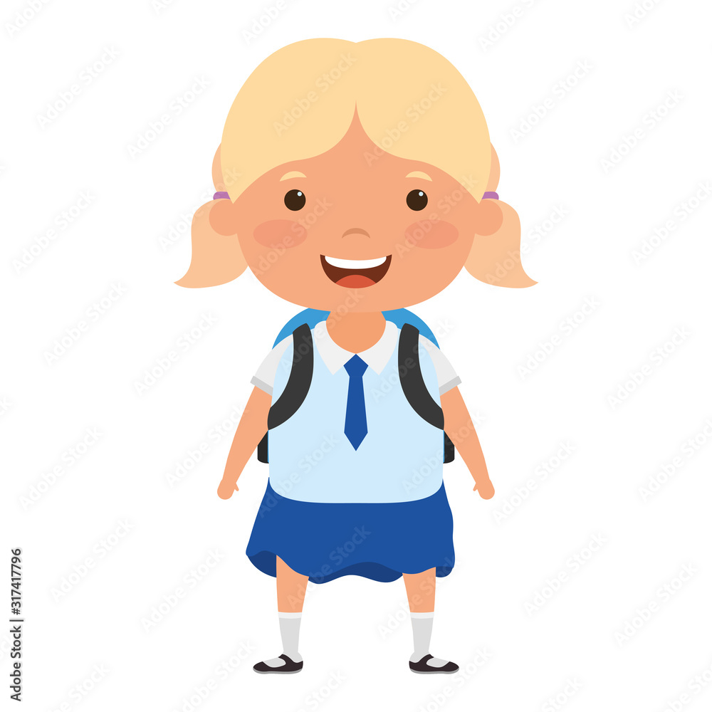 cute little student blond girl character