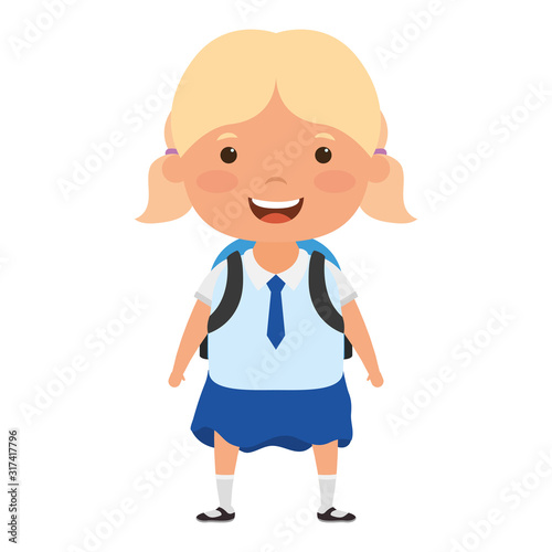 cute little student blond girl character