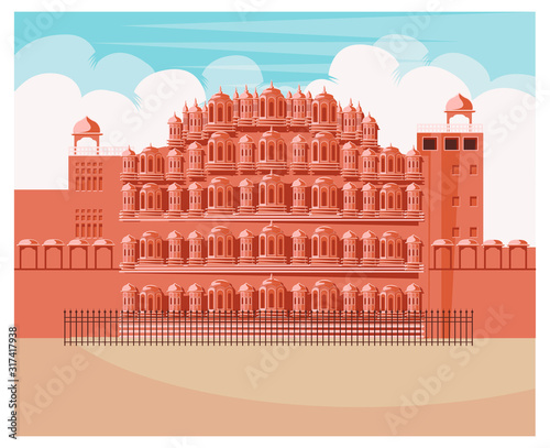 rajasthan tourism hawa mahal vector