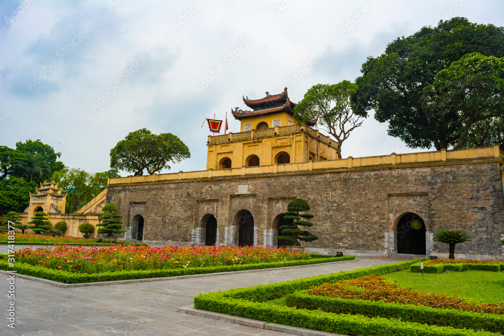 Thang Long Imperial Citadel in Hanoi, Vietnam; photographed in a cloudy summer morning. Thang Long Imperial Citadel in Hanoi, Vietnam; photographed in a cloudy summer morning.