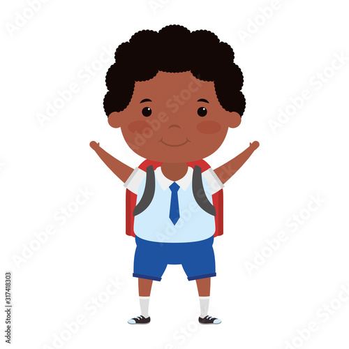 cute afro student boy character