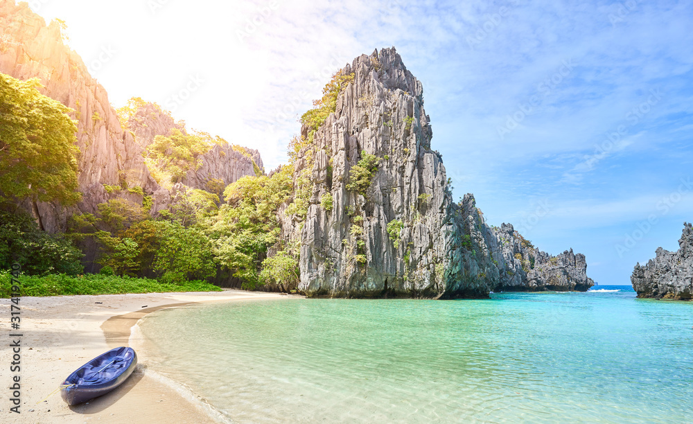 Tropical Paradise Hidden Beach In El Nido Palawan Philippines tropical-paradise-hidden-beach-in-el-nido-palawan-philippines
