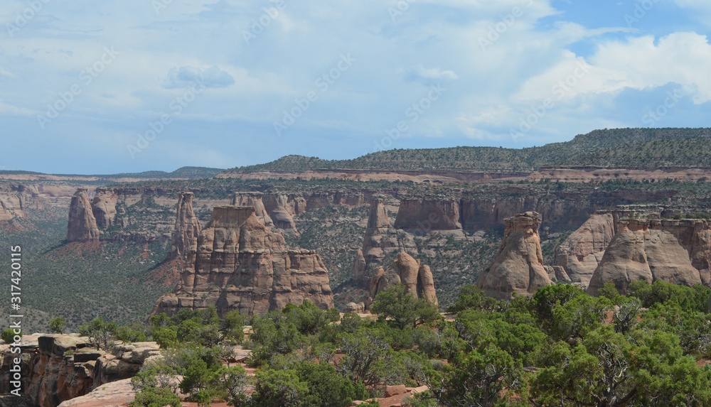 Summer in Colorado: Monument Canyon As Seen From Book Cliffs View Along Rim Rock Drive in Colorado National Monument