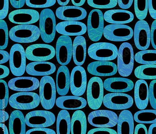 Seamless abstract mid century modern pattern for backgrounds, fabric design, wrapping paper, scrapbooks and covers. Retro design of organic oval shapes. Vector illustration.