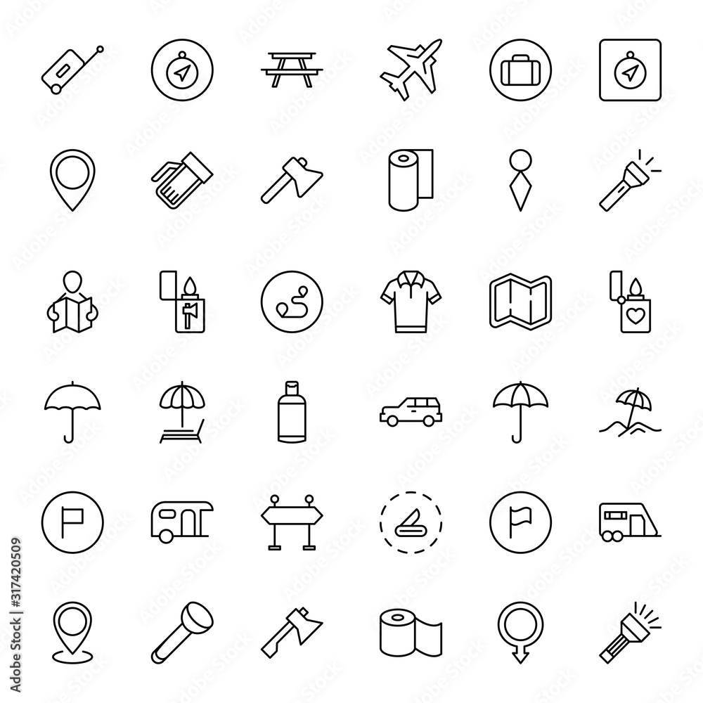 Travel set line icons Travel set line icons