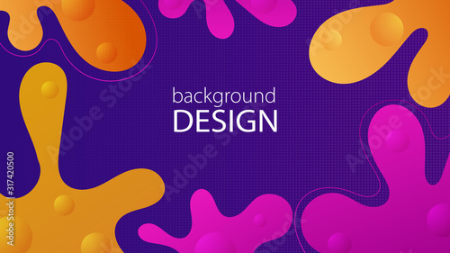 Purple fluid background design. Liquid ameoba shapes composition. Funky design posters. Fluid background design abstract ameoba shapes for print or web on purple background.