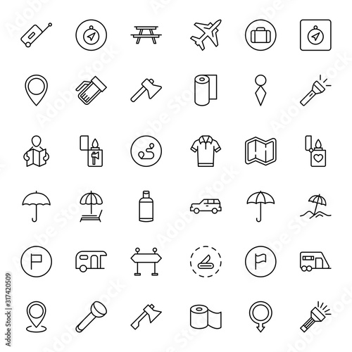 Travel set line icons photo