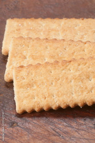 French crackers on a wooden board