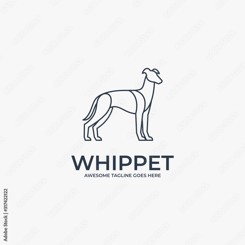 Vector Logo Illustration Whippet pose Line Art Vector Logo Illustration Whippet pose Line Art
