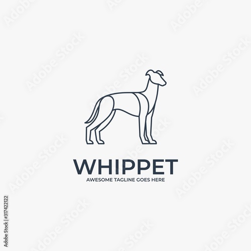 Vector Logo Illustration Whippet pose Line Art