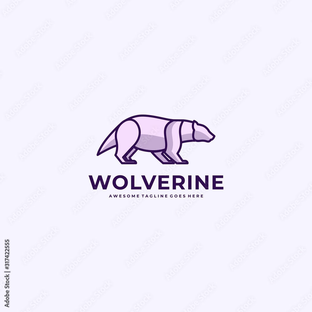 Vector Logo Illustration Wolverine Walk Line Art Vector Logo Illustration Wolverine Walk Line Art