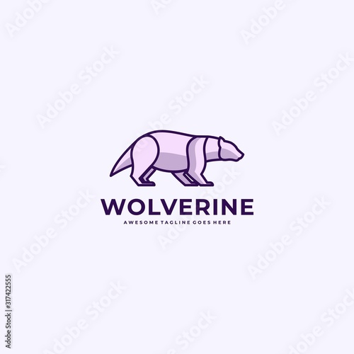 Vector Logo Illustration Wolverine Walk Line Art