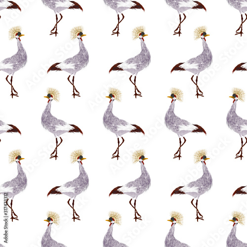 Watercolor crane pattern