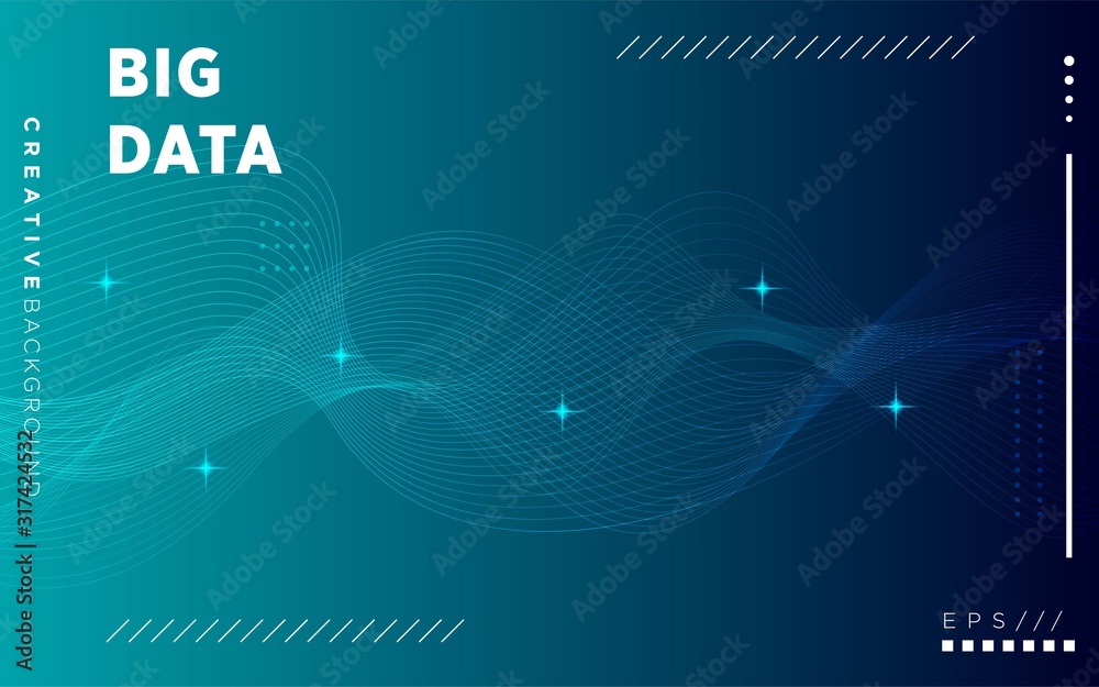 Modern  Visualization Tech Poster. Glow Digital Particles. Big Data Concept. white Tech Banner. Particle Motion. Big Data Analysis.blue Binary Number Background.blue Tech Abstract.vector illustration