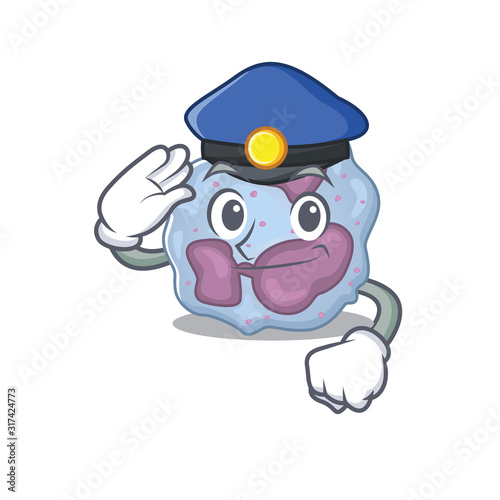 Leukocyte cell Cartoon mascot performed as a Police officer