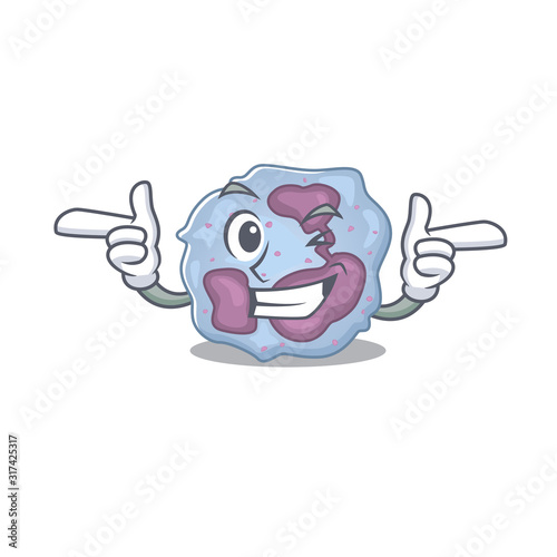 mascot cartoon design of leukocyte cell with Wink eye