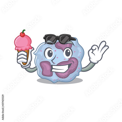 Leukocyte cell mascot cartoon design with ice cream