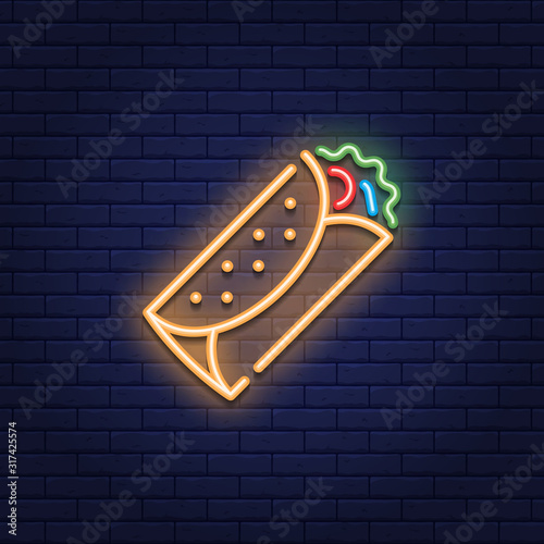 Neon Burrito Mexican Icon Logo
