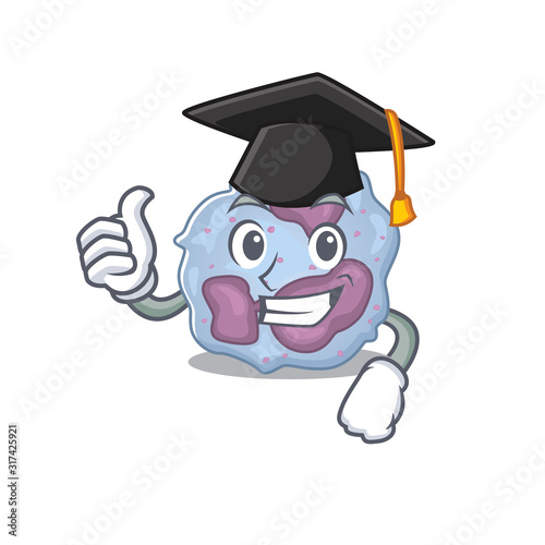 happy and proud of leukocyte cell wearing a black Graduation hat