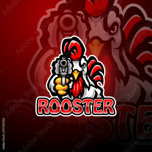 Rooster gunners mascot logo design